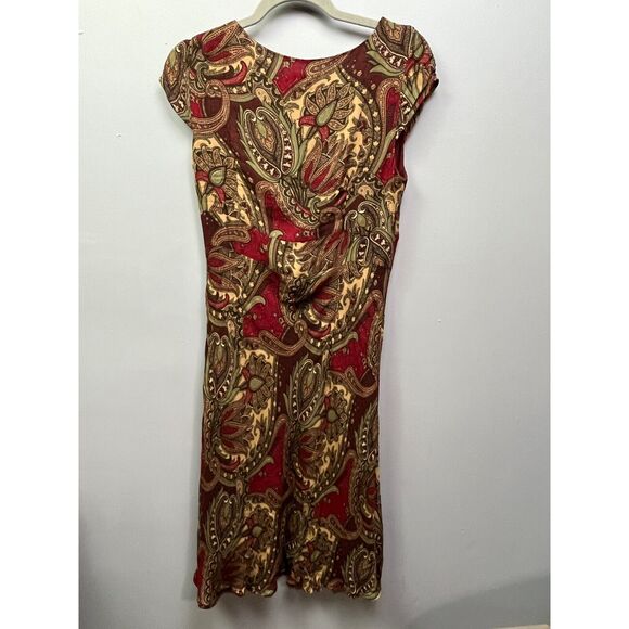 Loft Dress Womens size 6 paisley wrap top/V Neck wool blend Brown - Picture 2 of 6